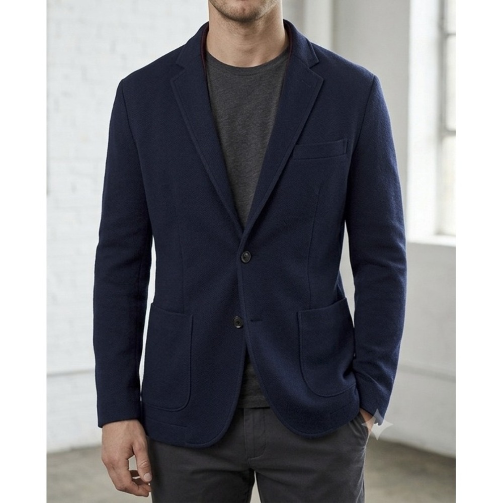 Harris Wharf London Mens Navy Blue Knit Unstructured Blazer Sport Coat Italy 42